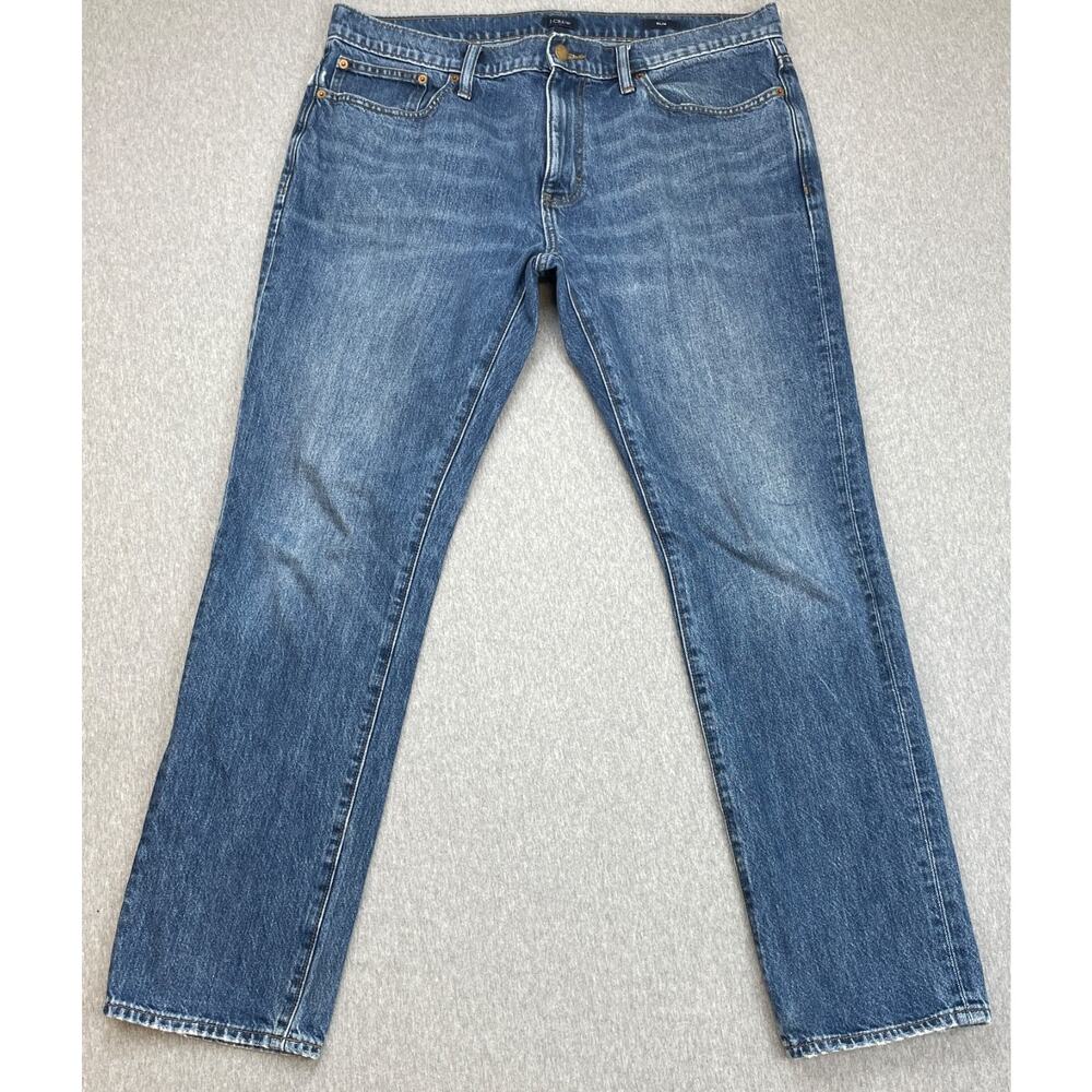 J Crew Jeans Mens 36 x 32 Blue Denim 100% Cotton Slim Fit Casual Straight Leg
